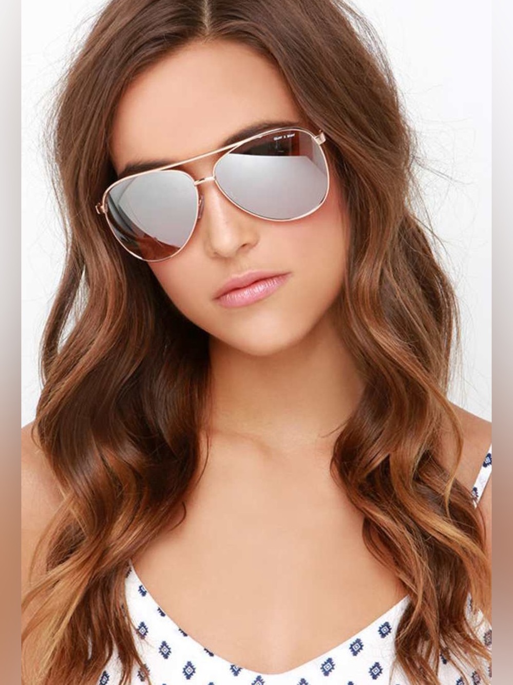 QUAY AUSTRALIA VIVIENNE MIRROR SUNGLASSES~OVERSIZE GOLD AVIATOR ROSE GOLD LENSES